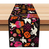 Aperturee - Aperturee Cute Cartoon Ghost Table Runner with Warm Color Vibe for Kids Halloween and Fall Party Decor